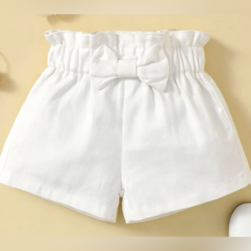 White Denim Baby Bow Shorts
